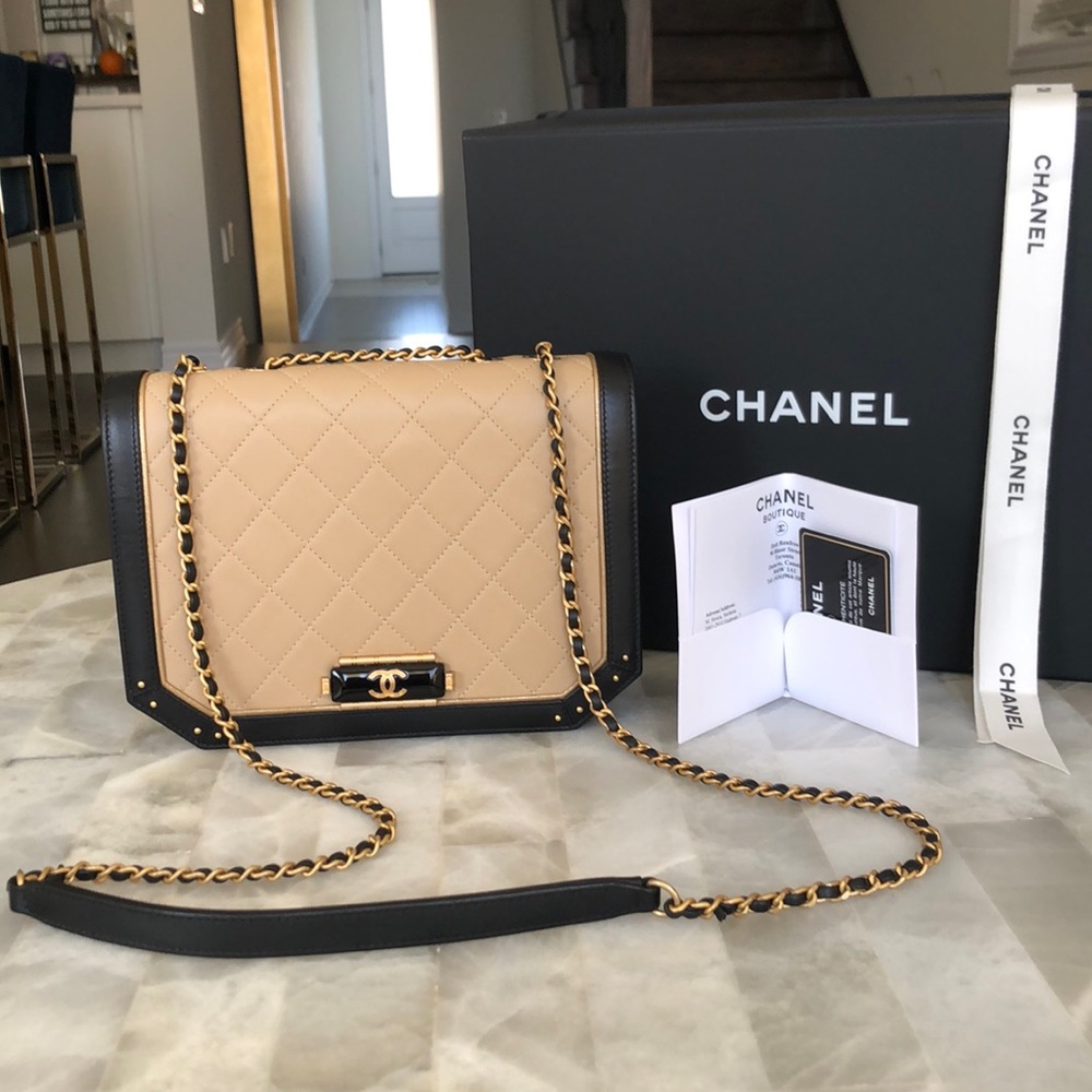 Chanel beige quilted flap bag